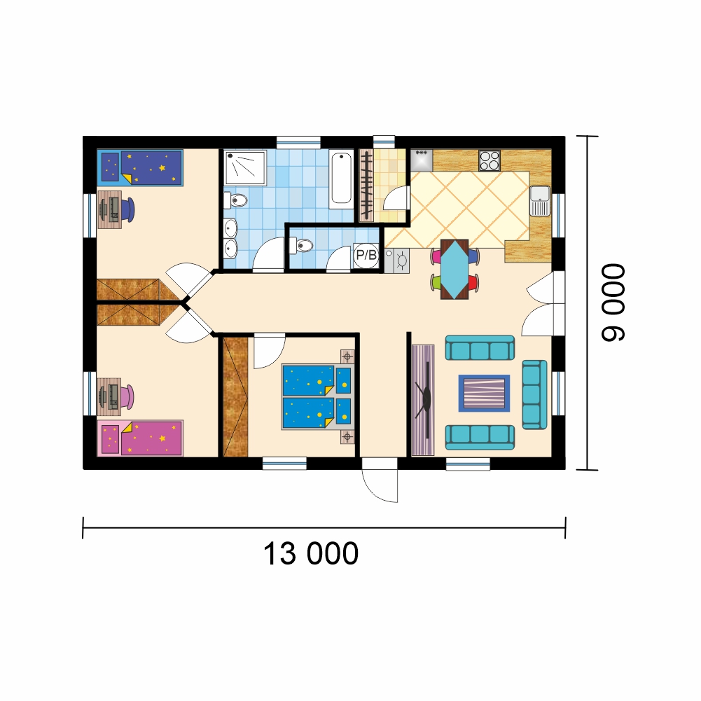Trojspálňový rodinný dom s veľkou komorou - č.20 vo Vianočnej akcii 2023 - podorys