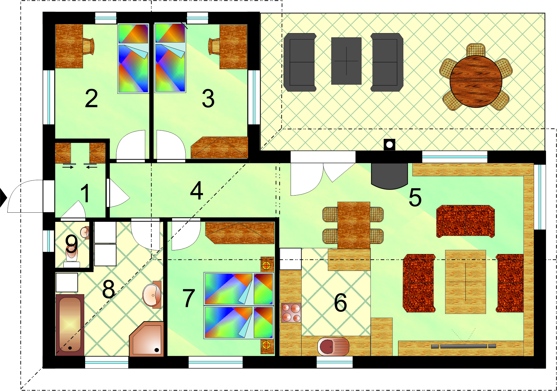 L-kový rodinný dom s troma spálňami - č.23 - pôdorys