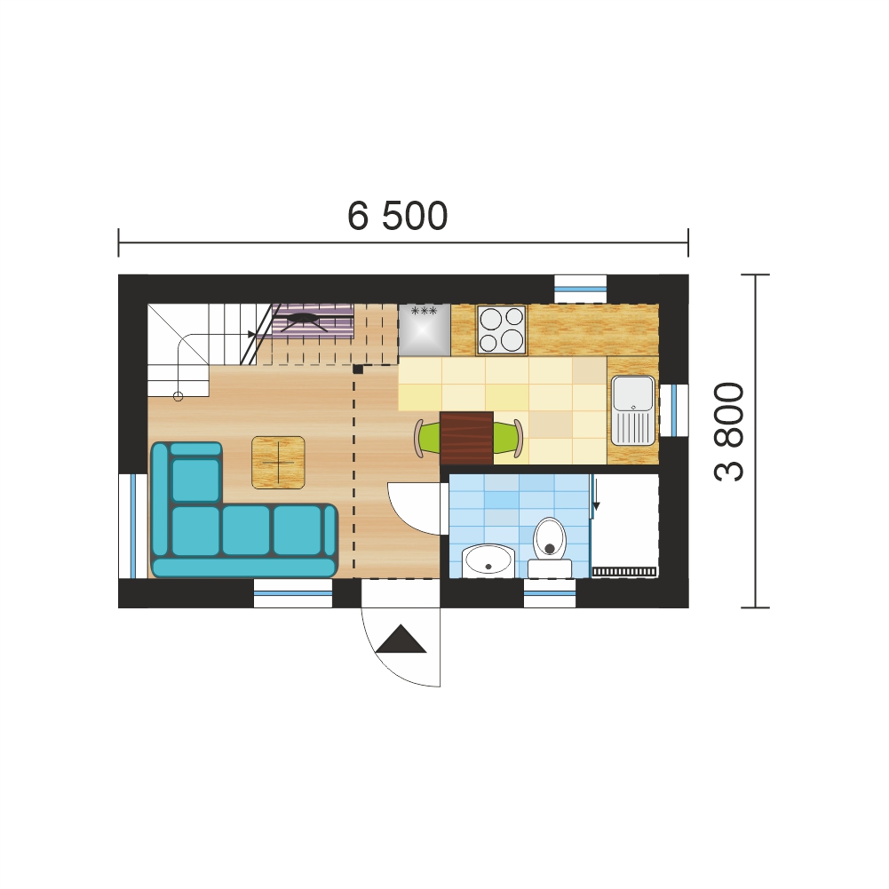 Pôdorys malého domu do 25 m² - č.85 -1