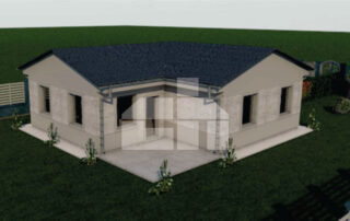 Menší trojspálňový úsporný bungalov v tvare L - č.98